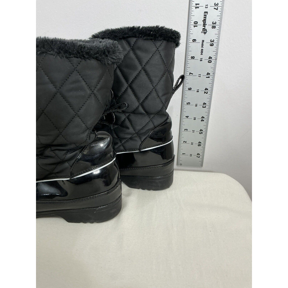 Womans Alpine Design Black Quilted Lace Up Snow Boots Size 8 - Picture 4 of 9